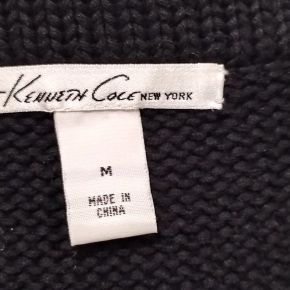 Kenneth Cole New York, Black Ladies Short-Sleeved Cardigan Sweater, MEDIUM - Picture 3 of 4